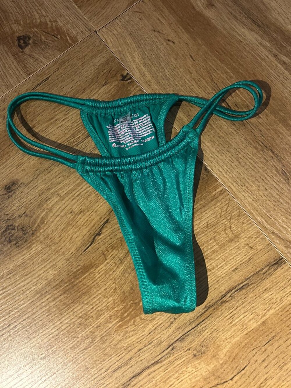 Victoria's Secret Shimmer Green Bikini Bottom Thong XS NWOT